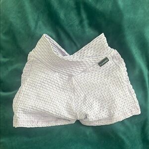 White Athletic Shorts with Textured Mesh Design